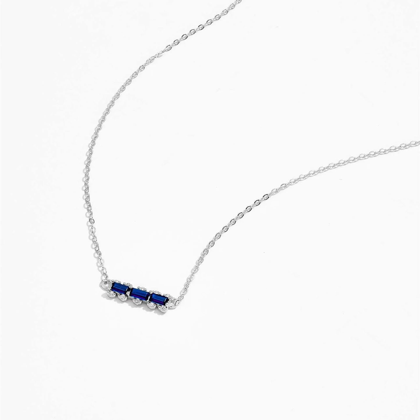 925 Sterling Silver Gold Sapphire Blue Line