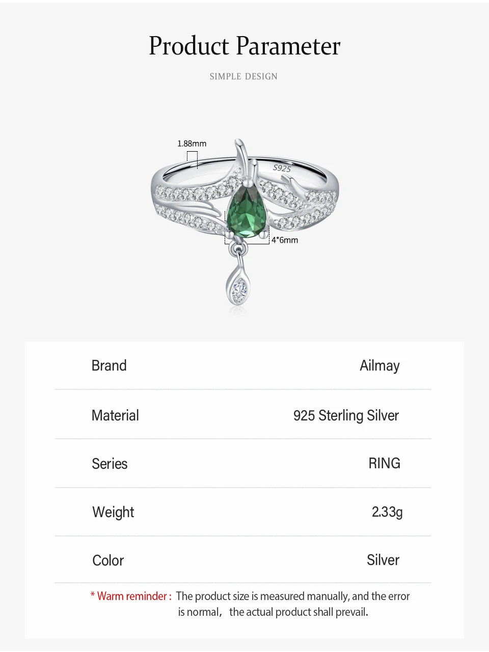 Luxurious Dark Green 925 Sterling Silver