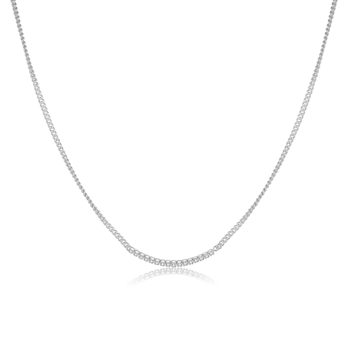 925 Sterling Silver Gold Line ZirconNecklace Long  Jewelry