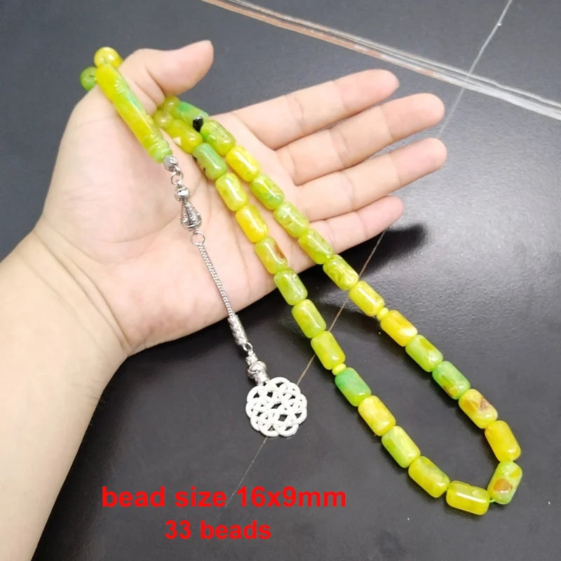 Tasbih Green resin Beads Muslim gift bracelet turkish style Islamic prayer beads arabic fashion misbaha