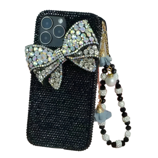 Crystal Diamond Bow Wrist Fur Phone Case For iPhone 15 12 13 14 11 Pro Max Plus Samsung Galaxy S22 S21 S23 S24 FE Ultra Note 20