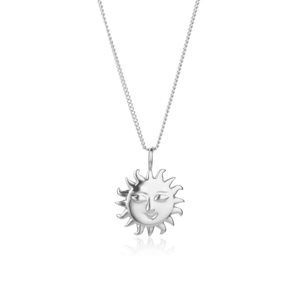 925 Sterling Silve Big Moon Sun Flower Pendant Large Necklace  Fashion Wedding  Jewelry