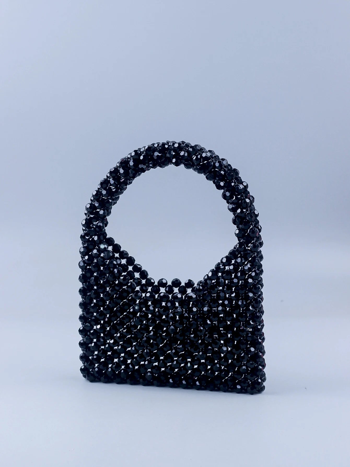 New black corner bead beaded bag with versatile and niche design, portable woven bag