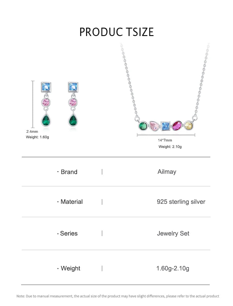 Luxury Rainbow  925 Sterling Silver Fashion Jewelry Set