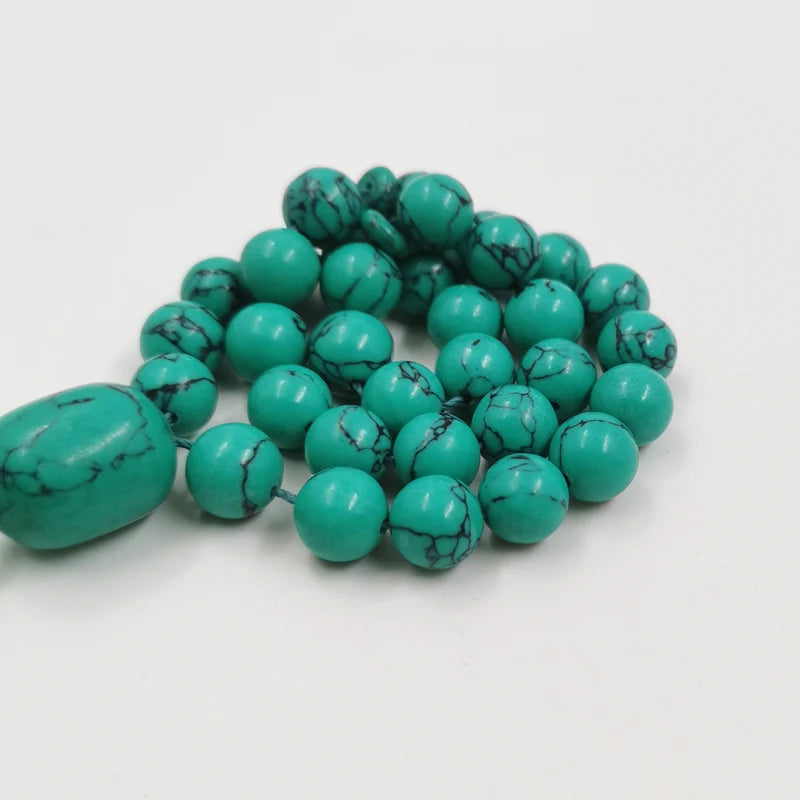 Tasbih  Green Mongolia Turquoise Gemtone Muslim Prayer Beads Islamic Misbaha