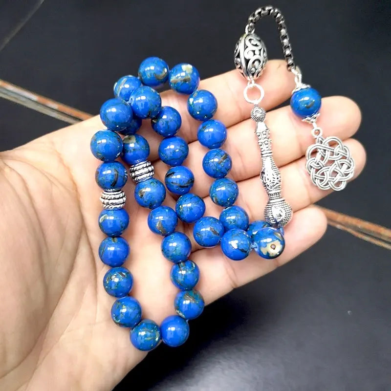 Tasbih Blue Stone Inside Natural shell  islamic Misbaha Rosary