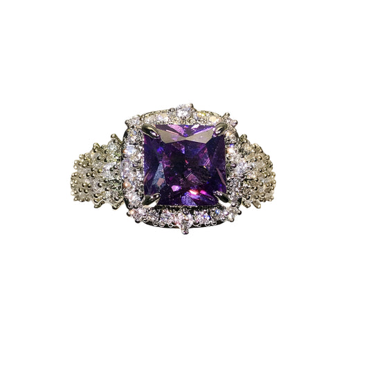 Fashuon Super Sparkling Amethyst  Adjustable Purple Full Diamond Jewelry