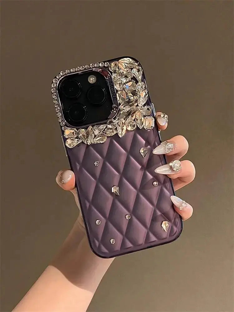 High Quality Luxurious Glitter Diamond Phone Case For iPhone 16 15 14 13 12 Pro Max Bling Rhinestones Plating Back Cover