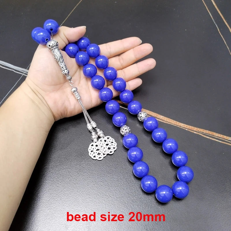 Big Size Tasbih Blue resin bracelet Muslim  prayer beads misbaha Eid gift ramadan arabic fashion