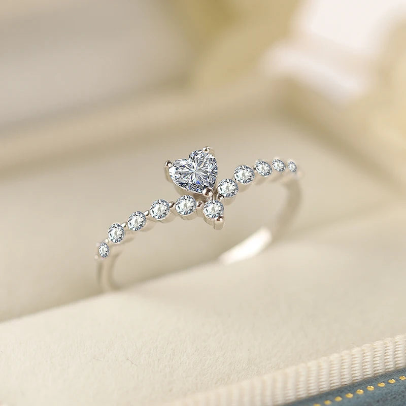 Luxury  S925 Silver Diamond Zircon Love Ring