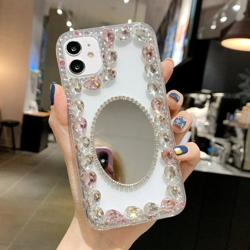 Jewelry Anti-Scratch Mobile Phone Case with Water Diamond, for Huawei P50Pro, P40, Mate 40, Honor 9X, 50, 60Pro