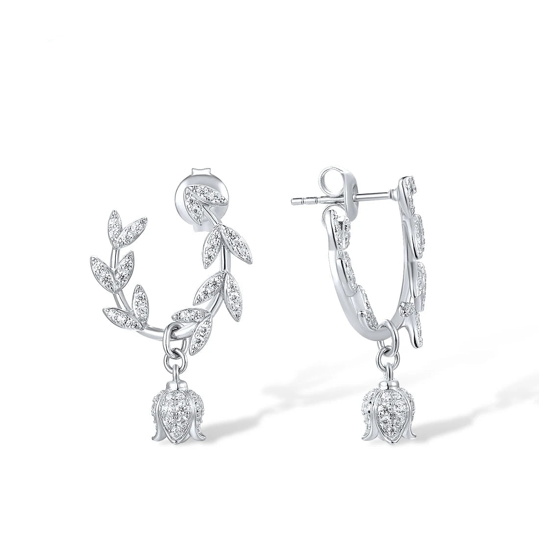 925 Sterling Silver Stud Earrings  Flower Dangling  Jewelry