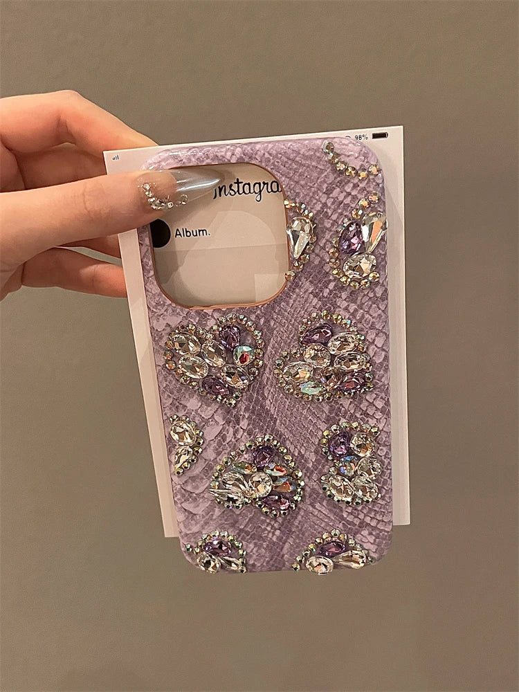 High Quality Luxurious Phone Case For iPhone 15 14 13 12 11 Pro Max Glitter 3D Diamond Bling Rhinestones Cover For iPhone 16 Pro