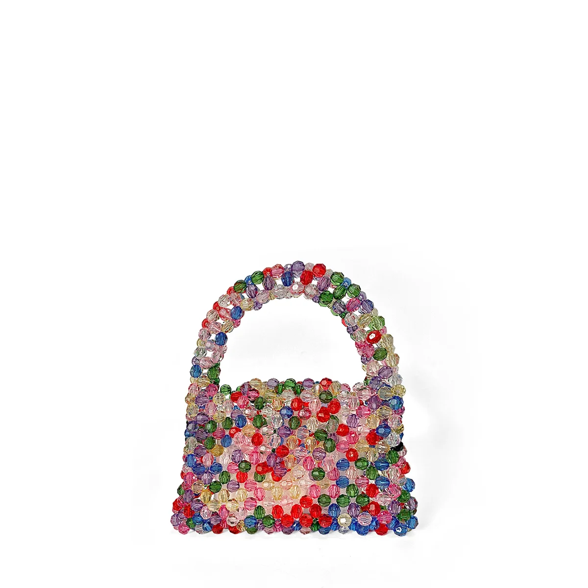 Autumn and winter new bead bag dopamine style hand-held finished product bag hand woven multi-color candy bag