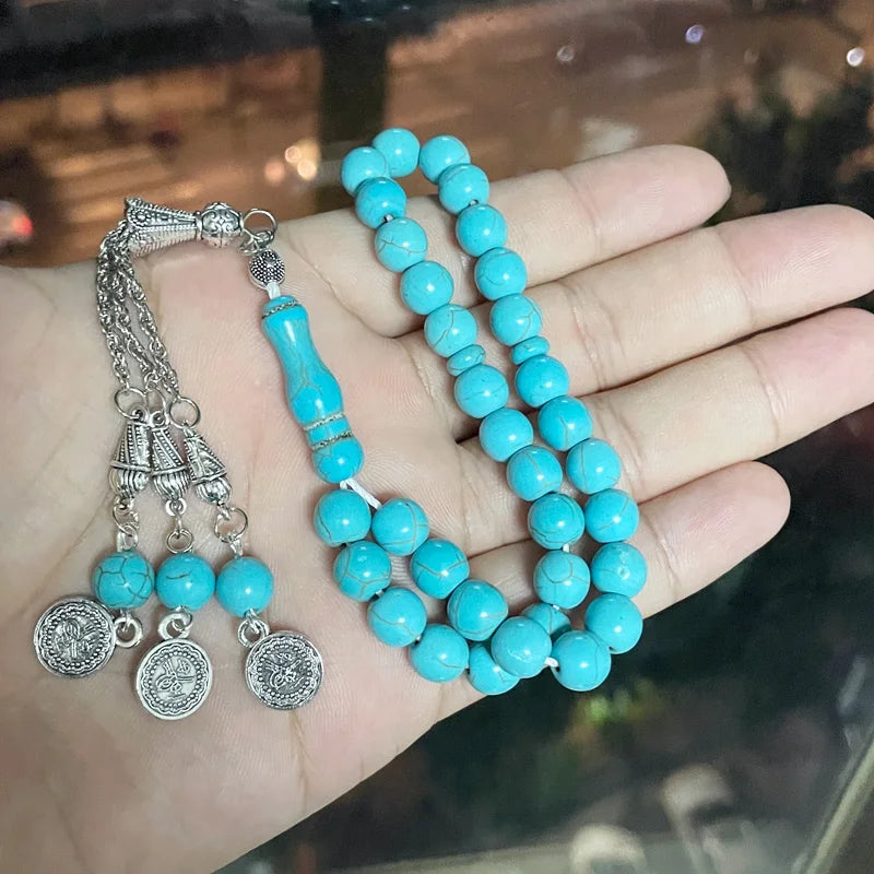 Tasbih bule Turquoise stone  prayer beads muslim gift turkish fashion misbaha islamic rosary arabic bracelet