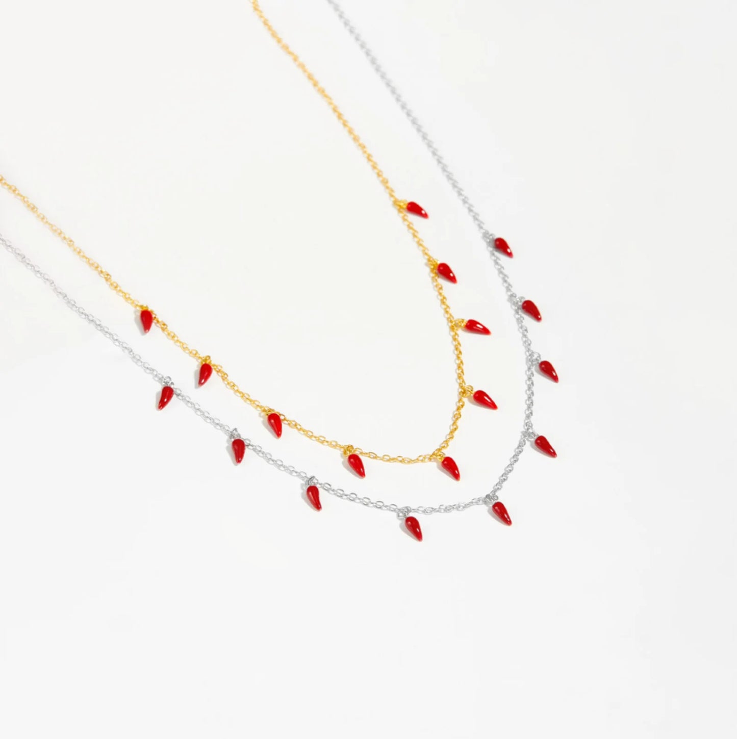 925 Sterling Silver Gold Red Chili Spicy