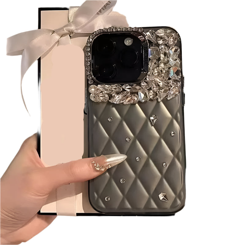 Bling Diamond SilIver Color Phone Cases For iPhone 11 12 13 14 15 16 Pro Max High-end Camera Protection Silicone Glitter Cover