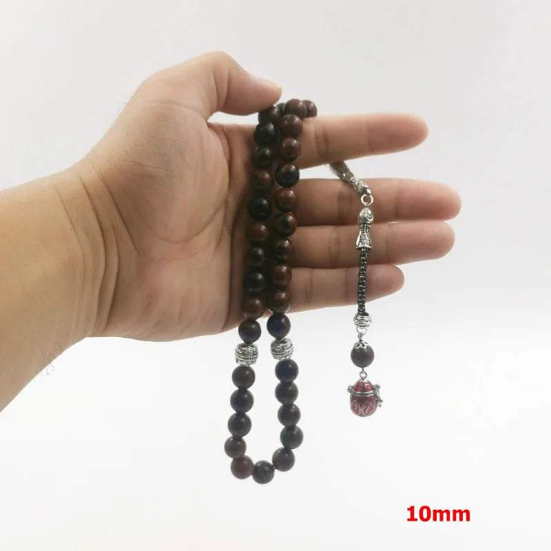 Tasbih Gemstone Natural Obsidian Stone Misbaha s Bracelet Muslim Prayer Beads with Accessories inside Turquoise stone