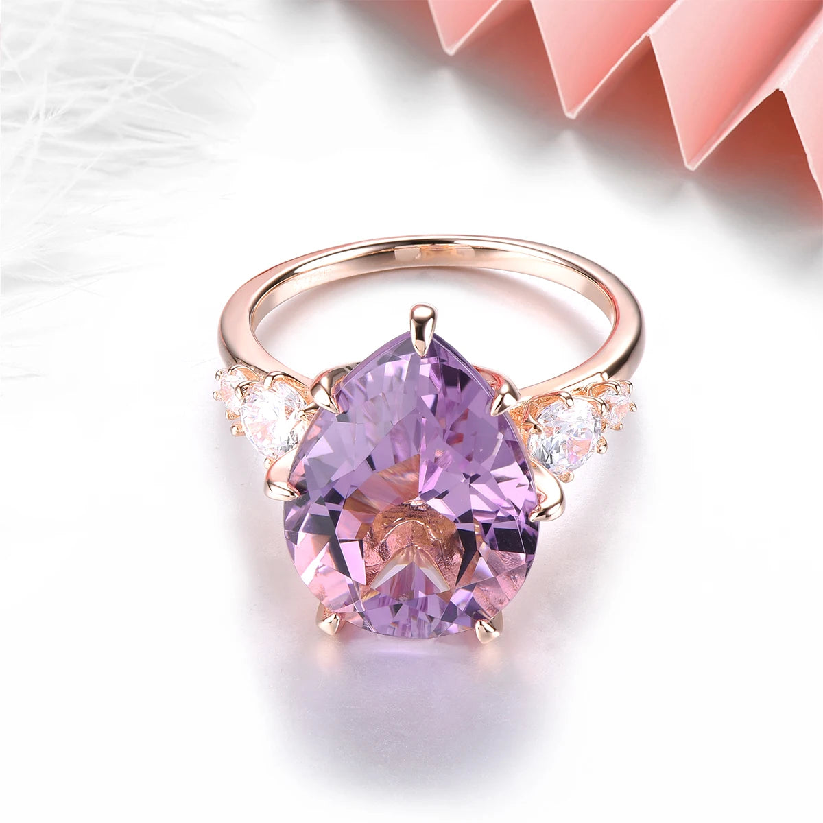 Natural Pink Amethyst Silver Rose Gold Plated 8 Carats Genuine Gemstone Women's Romantic Fine Jewelrys Christmas New Year Gifts