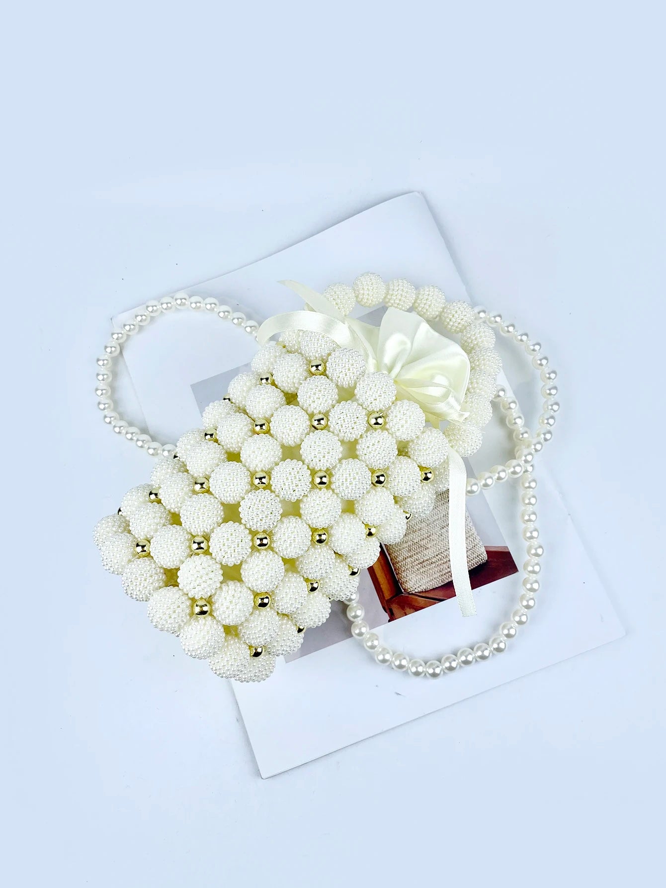 Small fragrance style bayberry ball pen holder bag dinner bag hand-woven beaded pearl bag large size