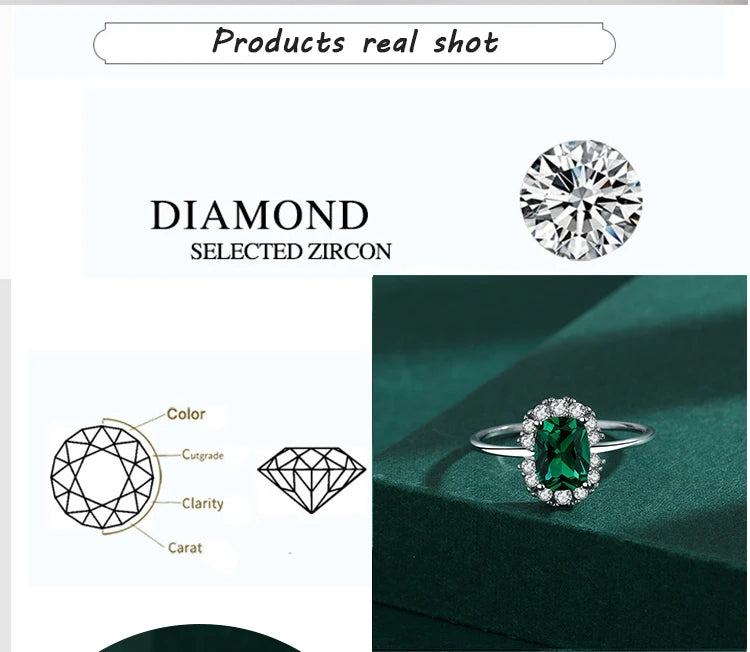 2022 NEW Classic Emerald Ring For Woman Real S925 Silver Diamond Crystal Flower Loyal Finger Wedding Party Gift Female Jewelry