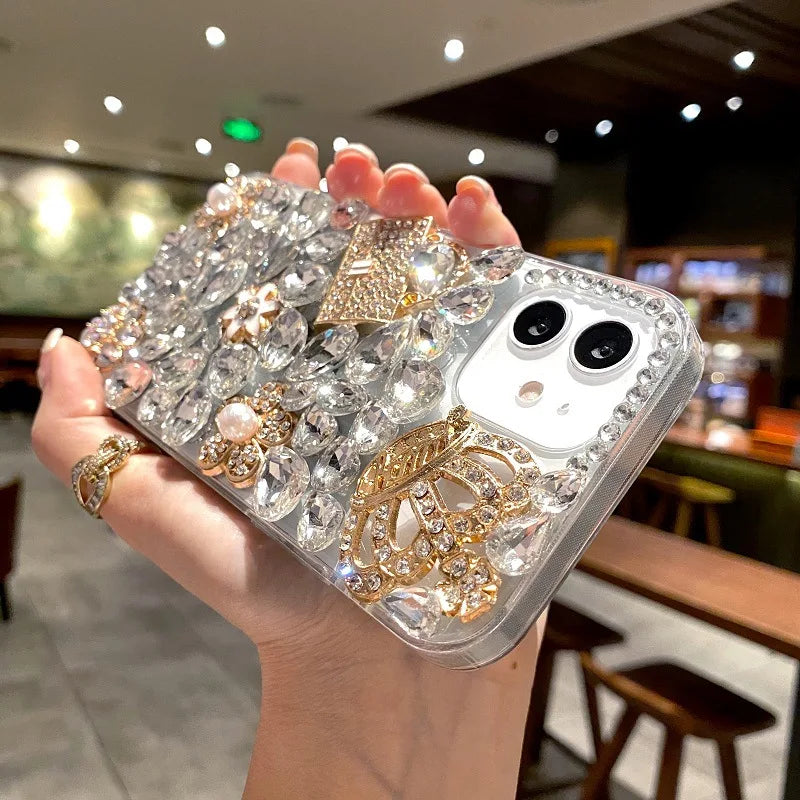 Diamond Bling Phone Case for Women, Jewelry Cover, Luxury Designer, for Huawei P50Pro, P40, Mate30, Honor 9X, 50, 60Pro