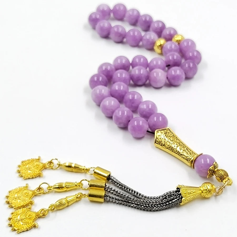 Natural Purple Agate Tasbih  Al-Fitr Rosary Muslim Bracelet Islam Rosary