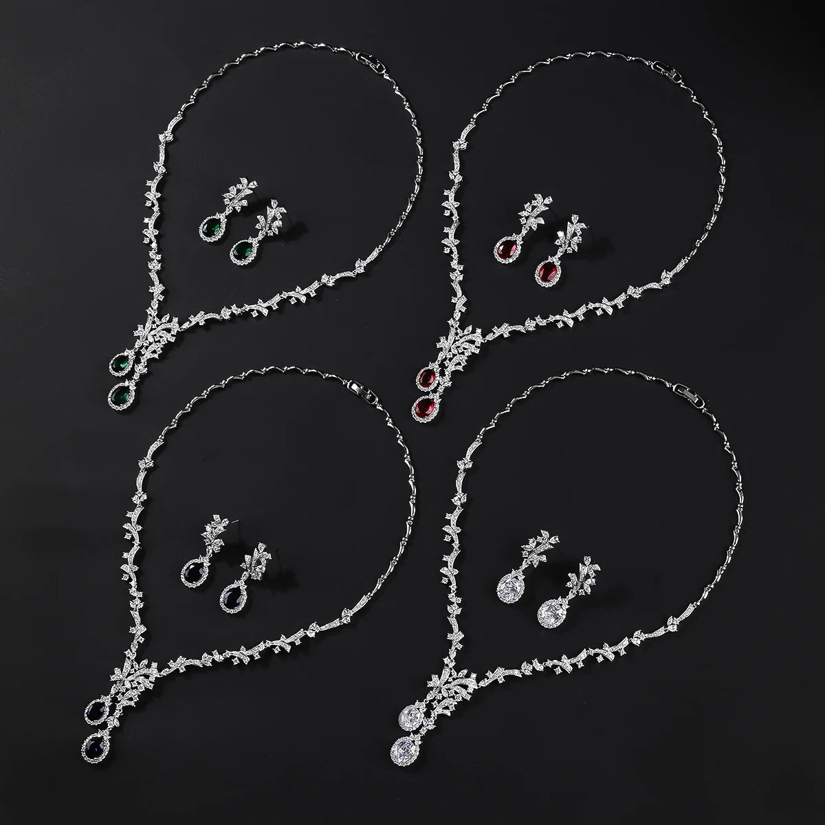 Luxury  Set  Zirconia Silver Wedding Jewelry Set