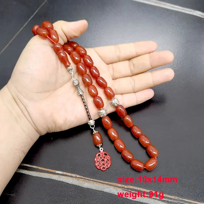 ALBASHAN Tasbih Natural 5A Red Agates with Red pendant Islam Muslim bracelet 33 45 66 51 99 100prayer beads stone Rosary