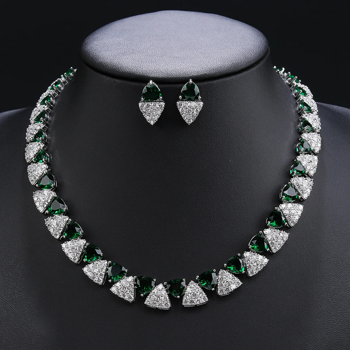 Zirconia Necklace Set  Wedding  Earrings Costume Jewelry Set