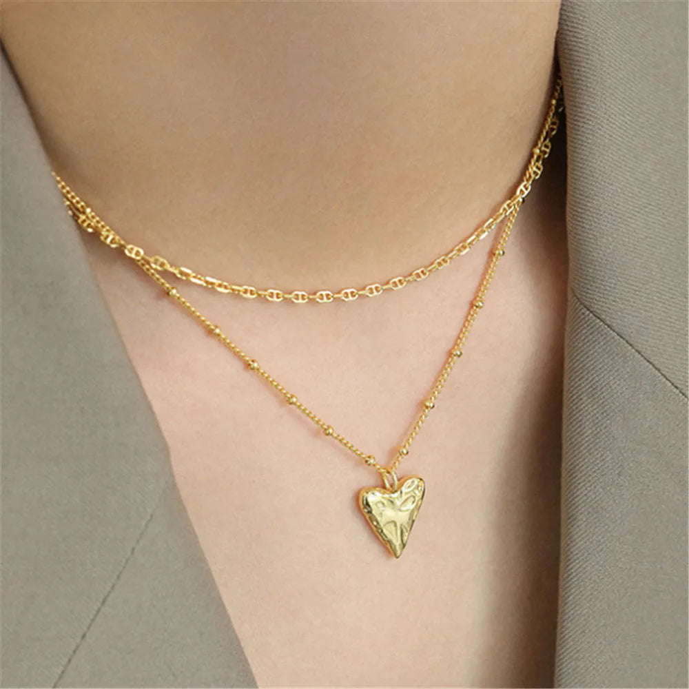 925 Sterling Silver Gold Heart  Luxury Fashion  Jewelry