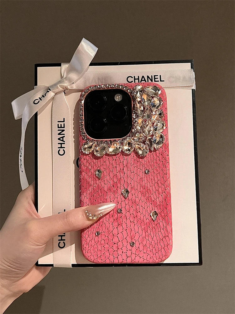 Luxurious Glitter Phone Case For iPhone 16 15 14 13 12 11 Pro Max  Snake Pattern Cover For iPhone 16 Pro Diamond Shiny