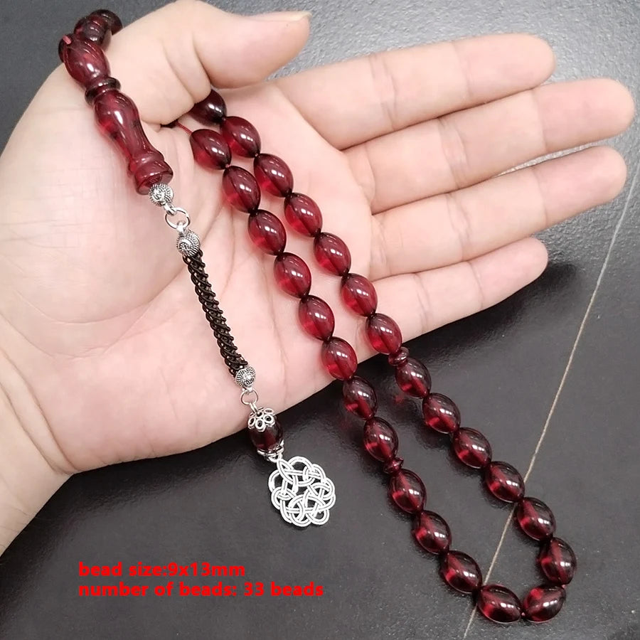 Red Resin Tasbih Muslim bracelet 33 bead rosary Red Bracelets Beads Tarbons islamic tespih