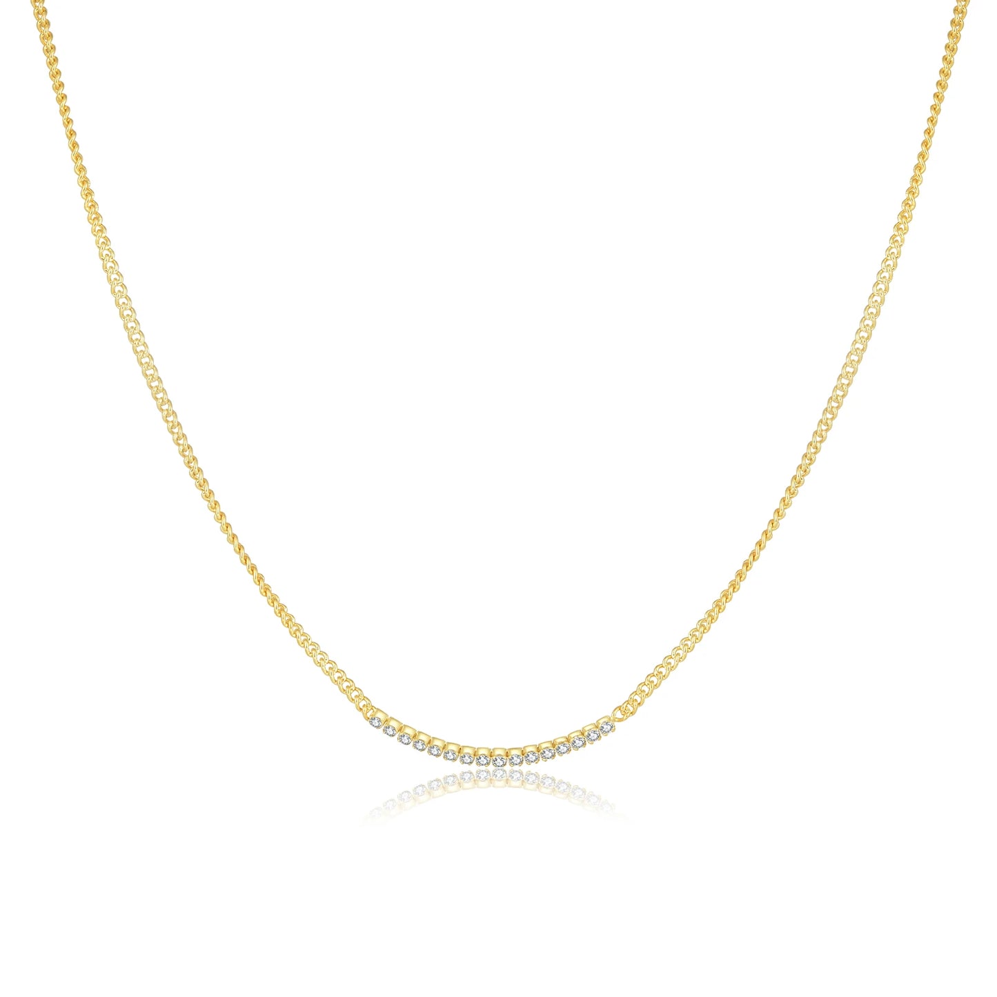 925 Sterling Silver Gold Line ZirconNecklace Long  Jewelry