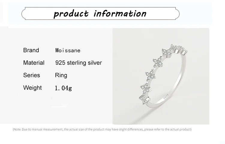 Fashion Four Small Diamond Flower  Ring  Crystal Sterling Silver Anniversary  Jewelry