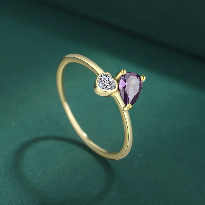 Gold Amethyst Heart Original Sterling Silver Jewelry