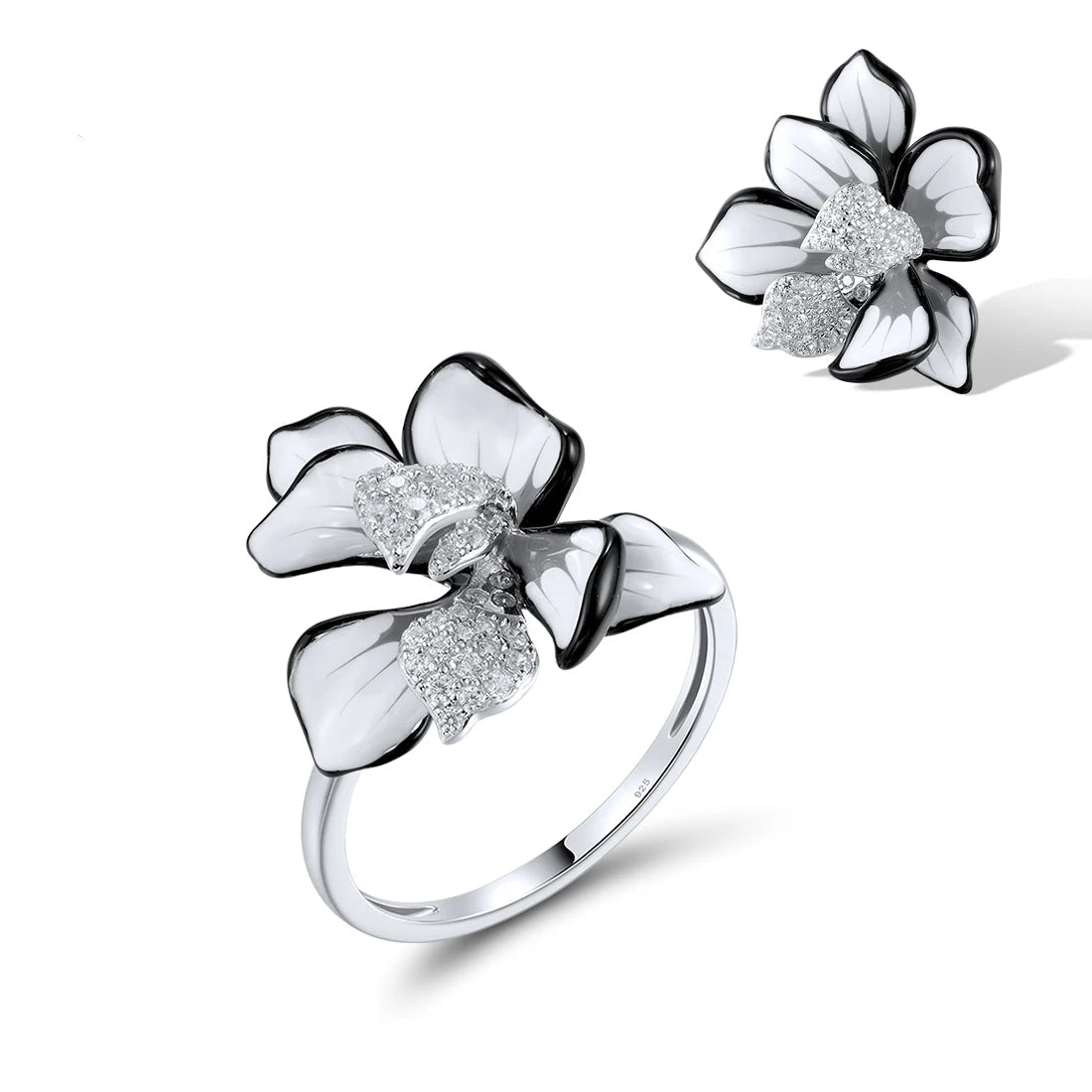 925 Silver Jewelry Set  Zircon  Flower