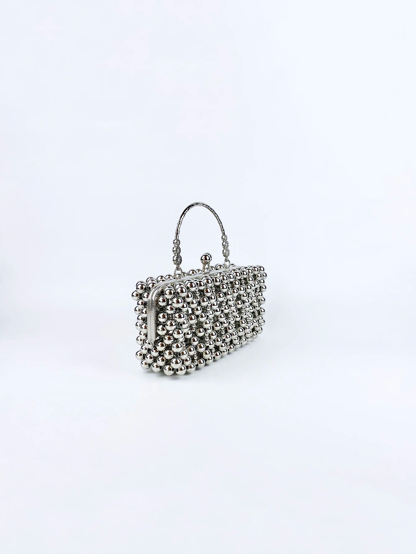 Fairy style silver small bag, women's new square bag, fashionable and high-end handbag, banquet bag