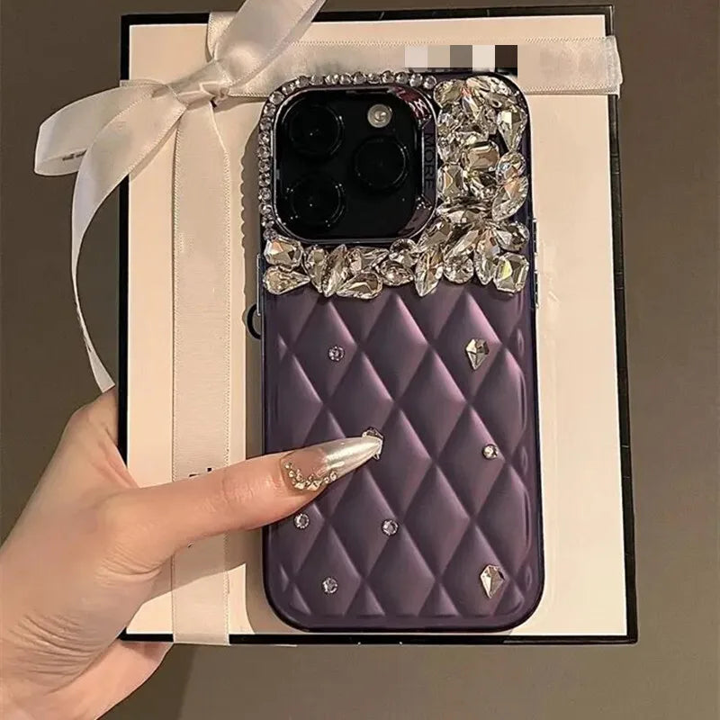 High Quality Luxurious Glitter Diamond Phone Case For iPhone 16 15 14 13 12 Pro Max Bling Rhinestones Plating Back Cover