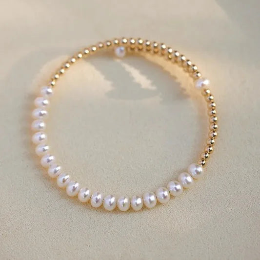 Elegant 100% Natural Freshwater Pearl 14K Gold Filled Ladies Bangle Promotion Jewelry