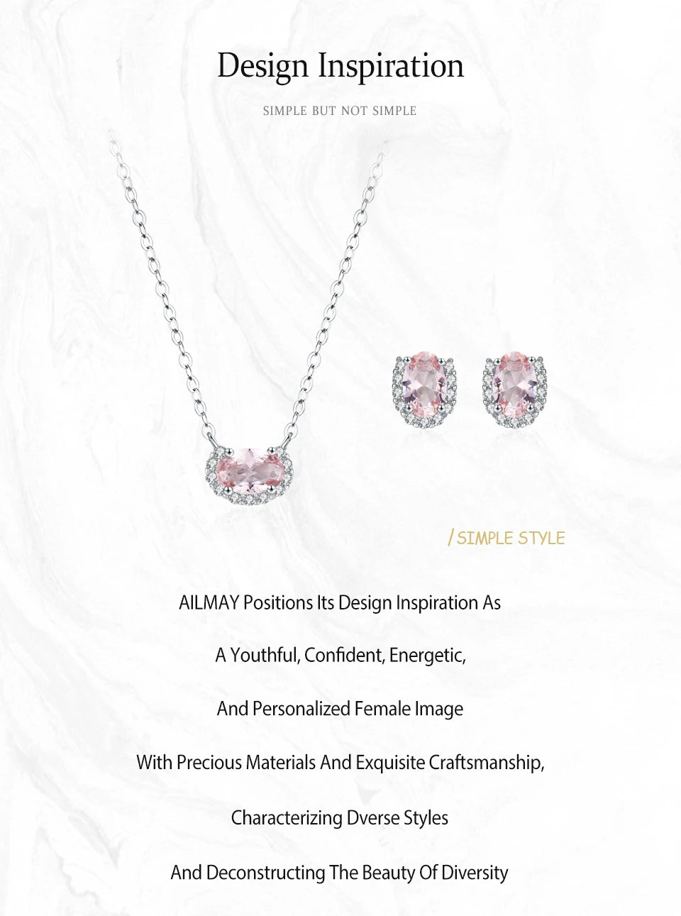 925 Sterling Silver Fashion Jewelry Set  Pink