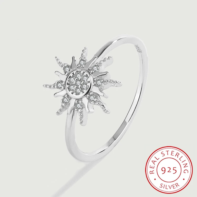 Sun Flower Sterling Silver Diamonds Jewelry