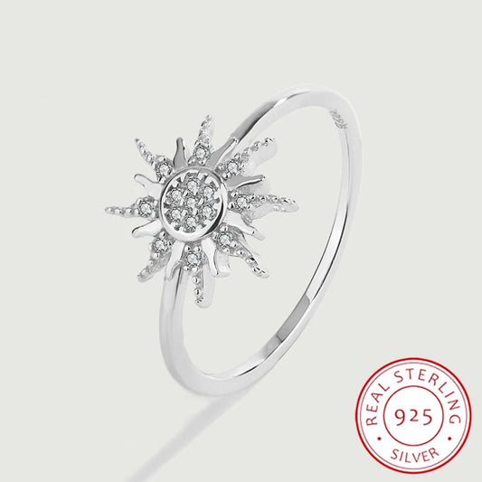 Sun Flower Sterling Silver Diamonds Jewelry