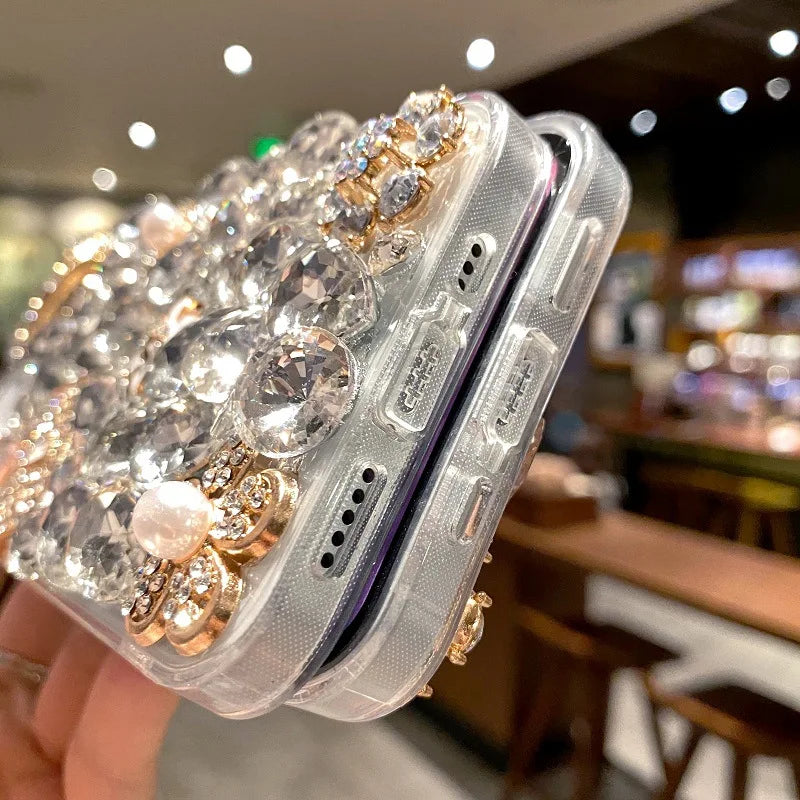 Diamond Bling Phone Case for Women, Jewelry Cover, Luxury Designer, for Huawei P50Pro, P40, Mate30, Honor 9X, 50, 60Pro