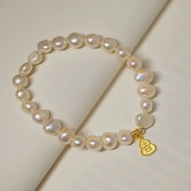 100% Natural Freshwater Pearl 14K Gold Filled Sweet Flower Female Charm Bracelet Jewelry