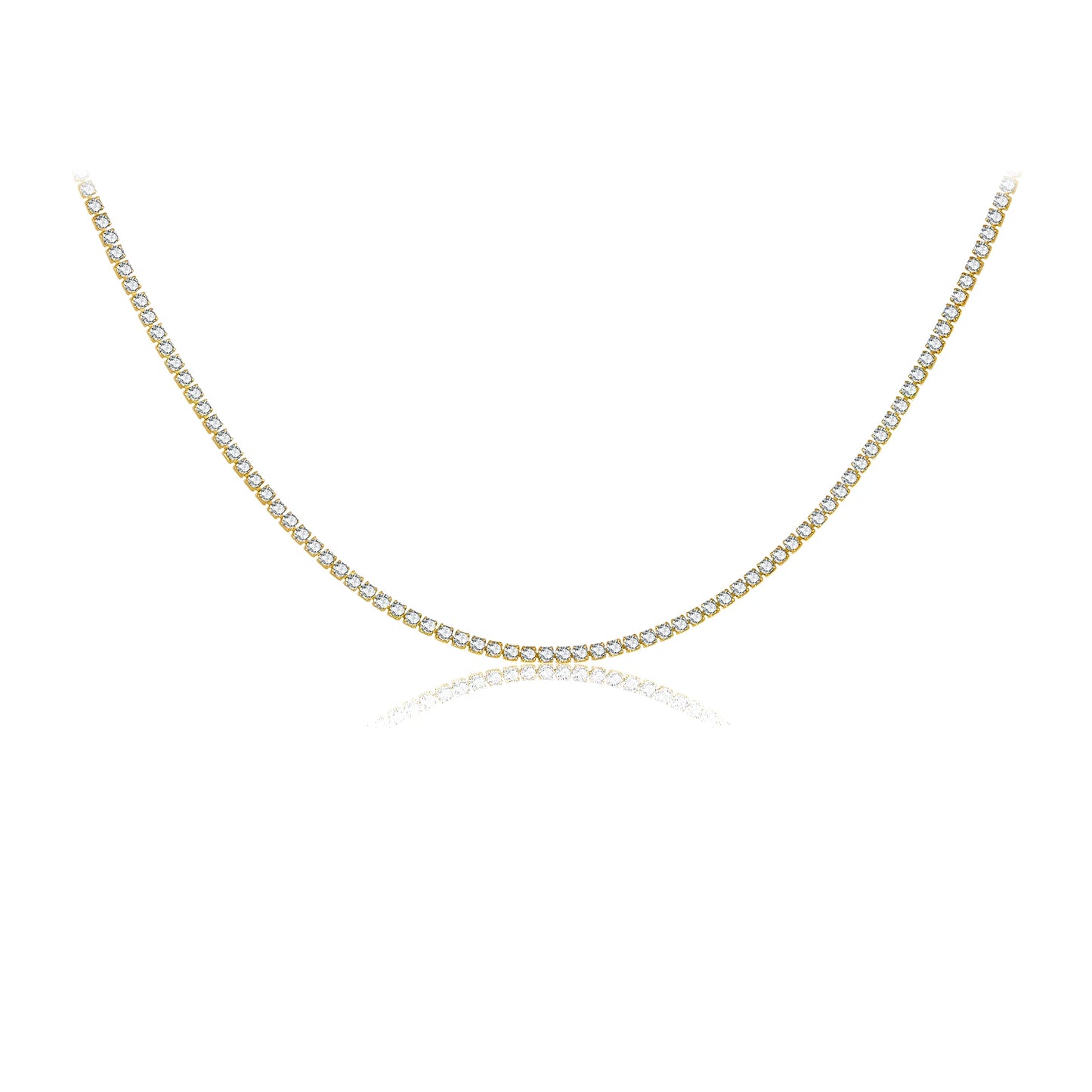 ANDYWEN 925 Sterling Silver 2022 Gold 2mm Thick Tennis CZ Chain Necklace Long Choker Women Crystal Luxury Fine Jewelry Gift