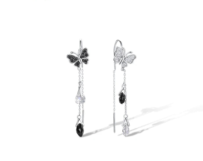 925 Sterling Silver Black Spinel Cute Butterfly