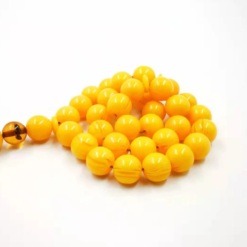 Tasbih yellow resin with Tibetan style Beeswax Pendant tassels prayer beads  Turkish fashion Misbaha