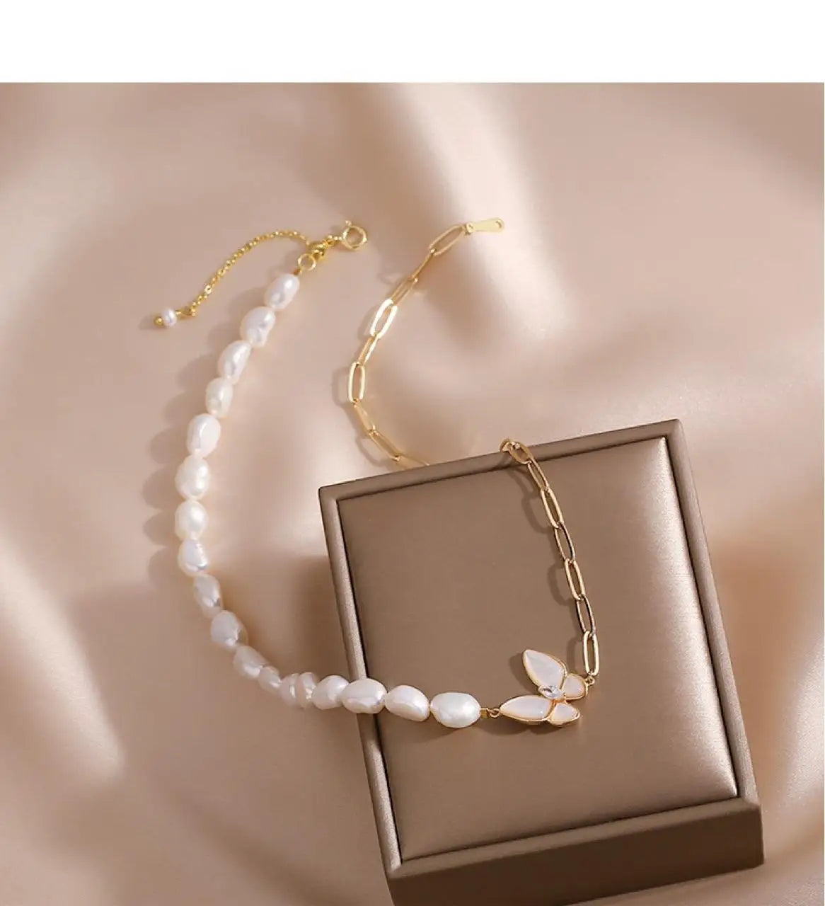 100% Natural Freshwater Pearl Sweet Butterfly 14K Gold Filled Female Chains Necklace Jewelry