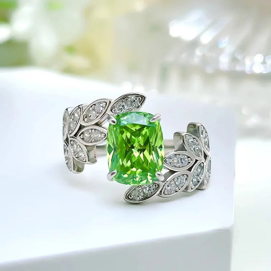 Fashion  Rings 925 Sterling Silver Flower Leaf